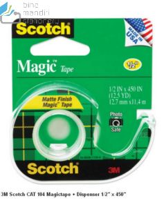 Katalog 3M Scotch harga murah & terjangkau, Image ATK Sekolah SIPLAH 3M Scotch CAT 104 Magictape + Dispenser 1/2 inch x 450 inch harga normal 20000 di Distributor ATK Bina Mandiri Stationery