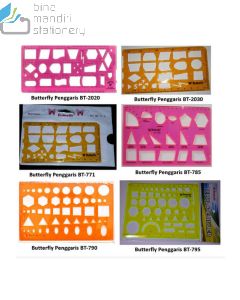 Butterfly Penggaris BT-795 Template mal cetakan bulat oval elipse kotak segitiga heksagon