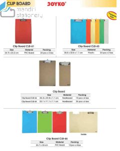 Jual ClipBoard Papan Plastik Alas Menulis mobile di sekolah dan pabrik Joyko Clip Board CLB-66 terlengkap di toko alat tulis