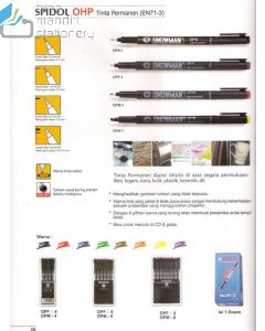Brosur gambar alat tulis kantorPena Spidol Snowman OHP Permanent Marker OPF-1 Black / Blue / Red / Green